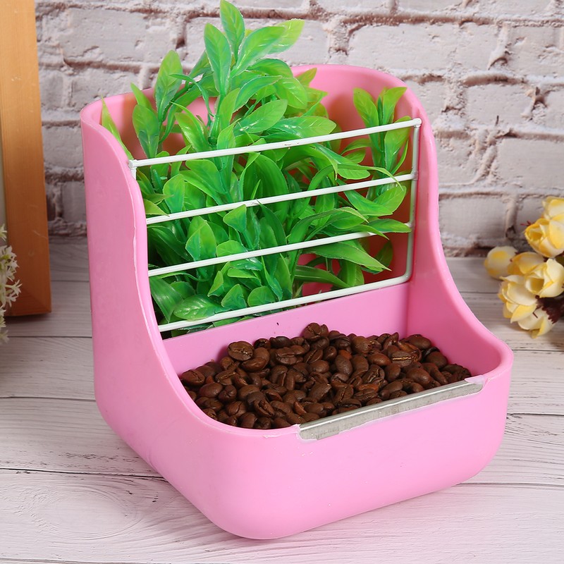 2 in 1 Pet Bowl Rack Hay Cat Small Animals