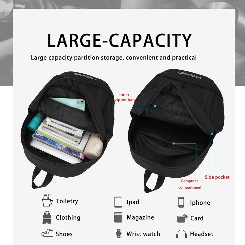 HEAD 30L Waterproof Travel Backpack for Men, 15.6 inch Laptop