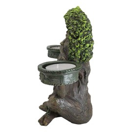 Ebros Gift Mystic Forest Celtic Greenman Tree Man God Ent Meditating Waterfall Smoke Backflow Incense Cone Burner and Double Votive Candleholders Figurine Horned God Tree of Life