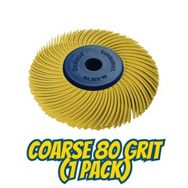 Dedeco Sunburst Radial Bristle Discs - 2”(50mm) Dia, TC Bristle, 3-Ply, 1/4”(6mm) Arbor, Precision Cleaning Buffer Polisher Rotary Tool Accessories, Coarse 80 Grit, Aluminum Oxide - 1 Pack