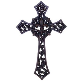 Cast Iron Fleur De Lis Cross