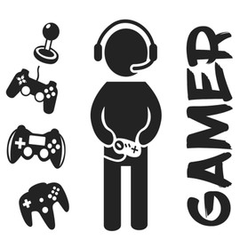 Gamer Wall Decals-Gamer with Controller Joystick Wall Décor Stickers for Kids Playroom,Creative Art Design,Great for Home Boys Playroom Bedroom,Nursery Walls (21.6 x 23.6 In) 02