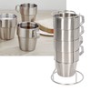 Stainless Steel Camping Cup Set of 4 Double Layer Coffee