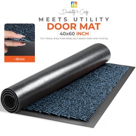FB FunkyBuys Washable Door Mats Indoor & Outdoor - Non-Slippery Heavy Duty Doormats Indoor - Highly Absorptive Rubber Door Mat - Perfect for Kitchen, Home and Hotel Entrance (Blue, 40x60 CM)