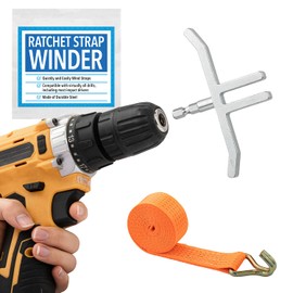 Impresa Heavy-Duty Ratchet Winder for Drill - Steel Drill Strap Rollers for Flatbeds, Truck & Trailer Winch, Fits Impact Driver, Handles 4-Inch Loads