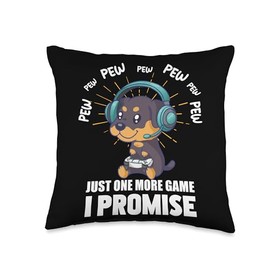 rottweiler Just one more game Gaming Throw Pillow