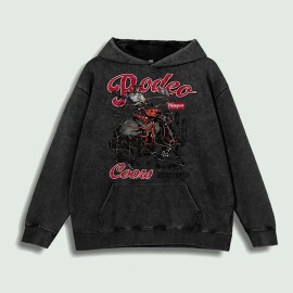 Rodeo Cowboy Graphic Hoodie 100% Cotton US Warehouse 6 ColorsColor: Black, Size: Xl