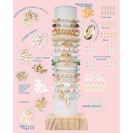 Ausein - 6000 Cuentas De Arcilla Para Hacer Pulseras, Cuentas Planas y Redondas de Arcilla con Cuentas de Letras,Cuentas Doradas y Dijes Colgantes,2 Cajas Kit para Hacer Pulseras Bohemio para Adultos