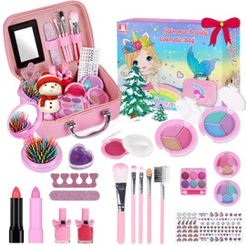 Juguete de Maquillaje para Niñas, 20 Piezas Juguete Cosmético Real Lavable Maletin de Maquillaje Niñas Maleta de Maquillaje Bolsa de Maquillaje Princesa, Regalos de Cumpleaños de Navidad para Niñas