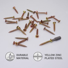(Pack of 200 pcs) Universal Yellow Zinc Plated Steel 4.0 x 30 mm Wood Screws, Torx Head, Countersunk Head, Chipboard Screws (200, 4.0 x 30 mm)