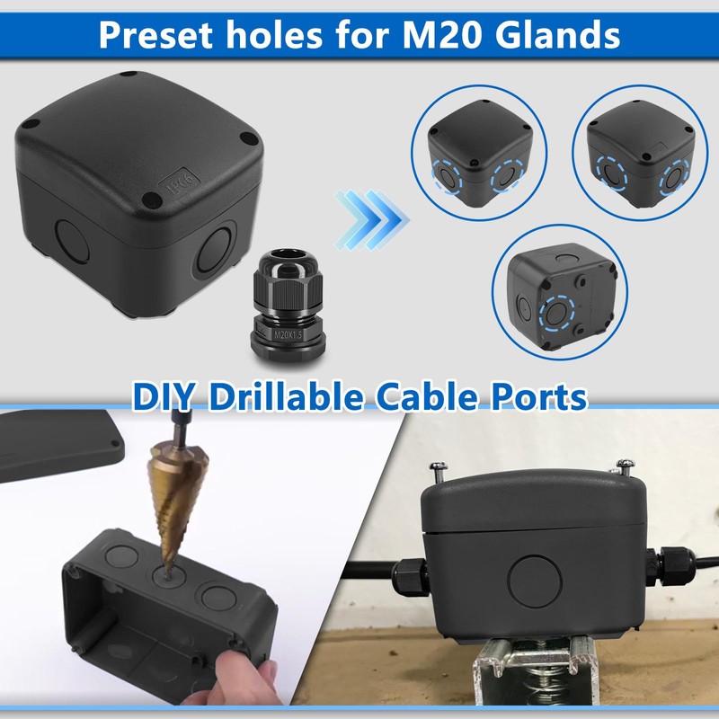 Waterproof Junction Box,Nineleaf IP66 Weatherproof Electrical Project Boxes,3.3X 2.8 x