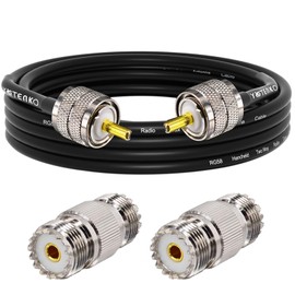 YOTENKO CB Antenna Cable 10ft - RG58 Coaxial Cable PL259 Male to Male, 50 Ohm Coax with 2PCS SO239 to SO239 Coax Adapter for CB Radio, Ham Radio, Antenna, SWR Meter