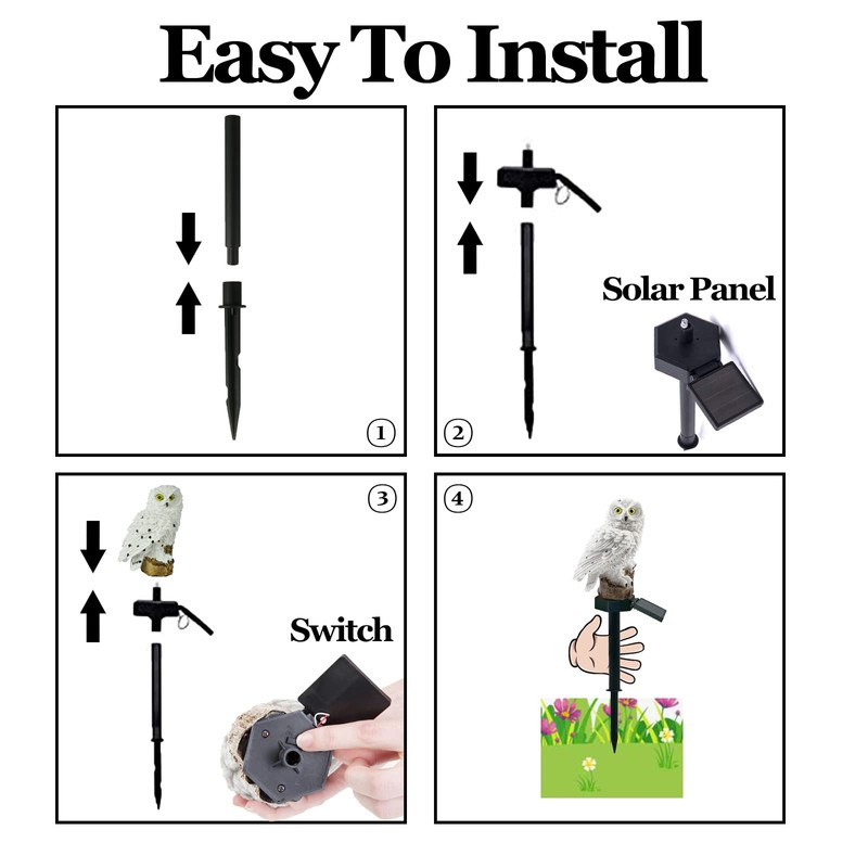 DOUBLE 2 C Solar Garden Light Outdoor, Owl Solar Garden