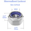 Hmevsafinect 12pcs M12x1.25mm Nylock Nylon Inserted Self Locking Nut, 304(A2-70)