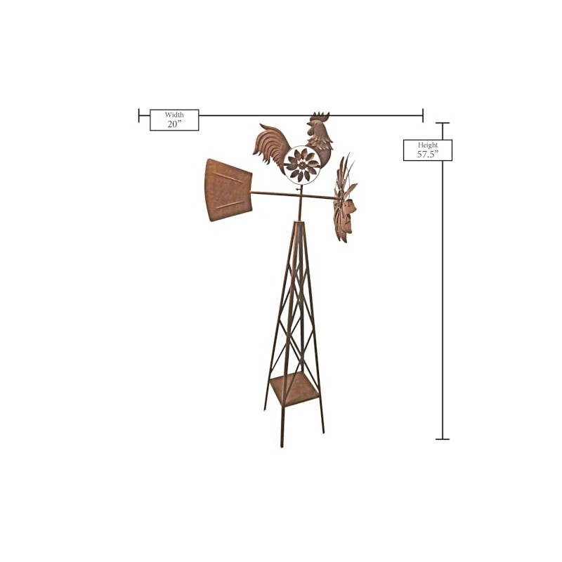 Red Carpet Studios 34265 Metal Rustic Windmill, Medium Rooster