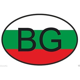 BG Bulgaria Country Code Oval with Flag Sticker Bumper Sticker Laptop Sticker Toolbox Sticker Helmet Sticker