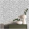 HAOKHOME Black Peel and Stick Wallpaper Modern Dots Wall Paper