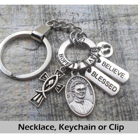 Saint Gianna Berretta Molla, St. Gianna Keychain, Clip or Necklace. Patron of Mothers and Unborn Children, Physicians. Divine Messenger Help. Bless Us, Hope, Love and Faith.