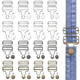JIEYUMAO 16 Set Overall Buckles, 38/32 mm 4 Colors Metal Suspender Replacement Buckles, Adjustable Overall Bib Clips Metal Suspender Buckles Dungaree Fasteners for Overalls Bib Pants