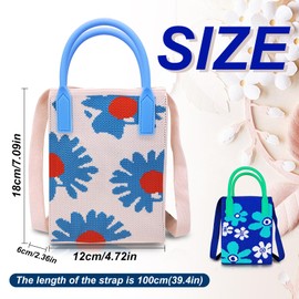 AfitLulu Knitted Phone Purse, Exquisite Flower Pattern Cell Phone Crossbody Bag, Contrast Aesthetic Handbag, Shoulder Bag for (pink)