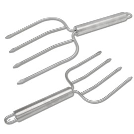 PHITUODA Turkey Lifter Forks Stainless Steel Roaster Poultry Forks Four Needle Meat Fork Roast Lifters Carving Fork for Thanksgiving, Set of 2