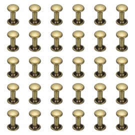 sourcing map 300 Sets Double Cap Leather Rivets, 6x10mm Round Cap Metal Studs Rivets for Leather Craft Repair DIY Purse Belts Bags Shoes, Bronze
