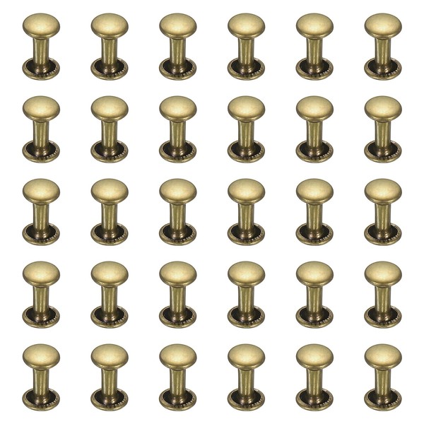 sourcing map 300 Sets Double Cap Leather Rivets, 6x10mm Round