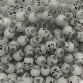SeedBeadExplosion Skull Beads Nightglow Antiqued Large Hole Pony Beads Made in USA, Gold (B07584)