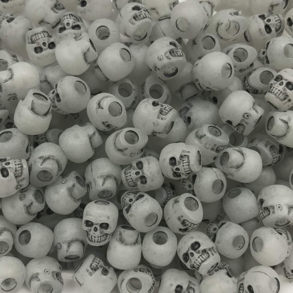 SeedBeadExplosion Skull Beads Nightglow Antiqued Large Hole Pony Beads Made