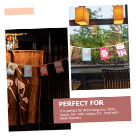 CAXUSD 2sets Japanese Style Restaurant Bunting Banner with Fortune Cat Design for Parties Decoration Hanging Flags Convenient Photo Backdrop 2pcs*2
