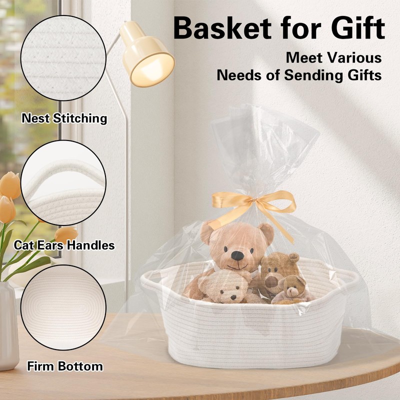 Large Empty Gift Basket, Braided Gift Basket with Gift Film,