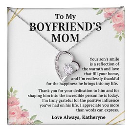 Boyfriend's Mom Necklace Message Card Box Love Knot Mahogany - Love That Fill Your Home - Meaningful Birthday for Soon to be Mother In Law