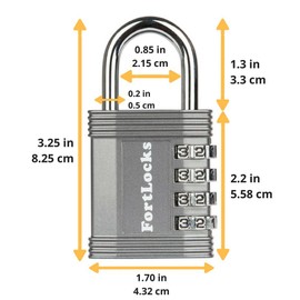 FortLocks Padlock - 4 Digit Combination Lock for Gym Outdoor & School Locker, Fence, Case & Shed – Heavy Duty Resettable Set Your Own Combo – Waterproof & Weatherproof (1 Pack - Silver)