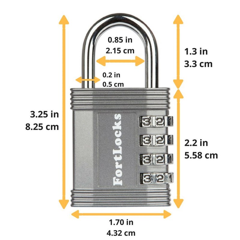 FortLocks Padlock - 4 Digit Combination Lock for Gym Outdoor