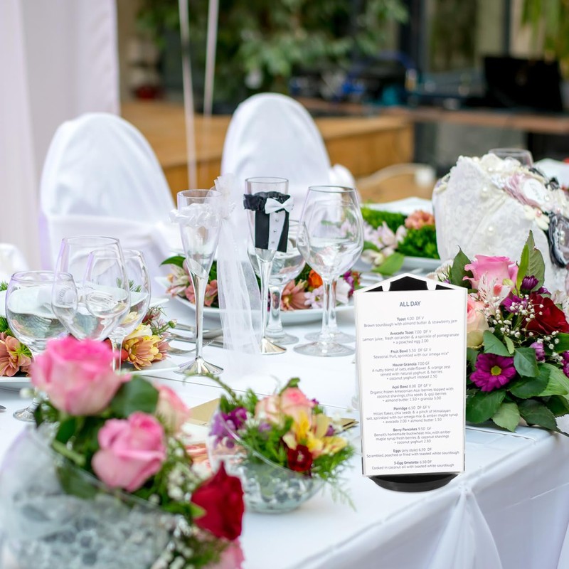 DIYEAH Rotatable Acrylic Sign Holder 3-Sided Restaurants Menu Display Stand