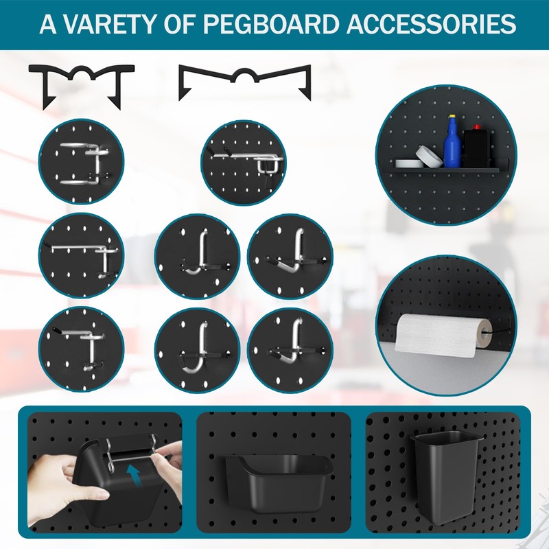 Daanxw Metal Peg Board Kit with 1/4" Pegboard Accessories, 6