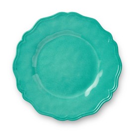 Isabella Teal 9-Inch Salad Plate, Crackle Glaze Effect & Scalloped Edges, Durable Lightweight Melamine, Break-Resistant & Dishwasher Safe, Elegant Plate for Salads, Appetizers & Desserts