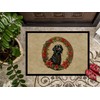 Caroline's Treasures DAC2365JMAT Flat-Coated Retriever Christmas Flowers Doormat Front Door