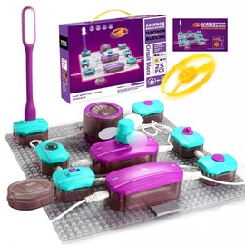 Electronic Circuit Set with 25 Circuit Blocks, 40 Experiments Learning Electricity, DIY Electronics Exploration Kit, Physics Science Circuits Toy, STEM Learning Toy for Age 3+