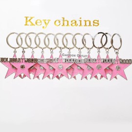 12 Hollywood Star Souvenir Keychain Pink Star Party Favors Metal New Key chain
