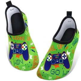 WAWSAM Children's beach shoes, boys' swimming shoes, aqua shoes, green game