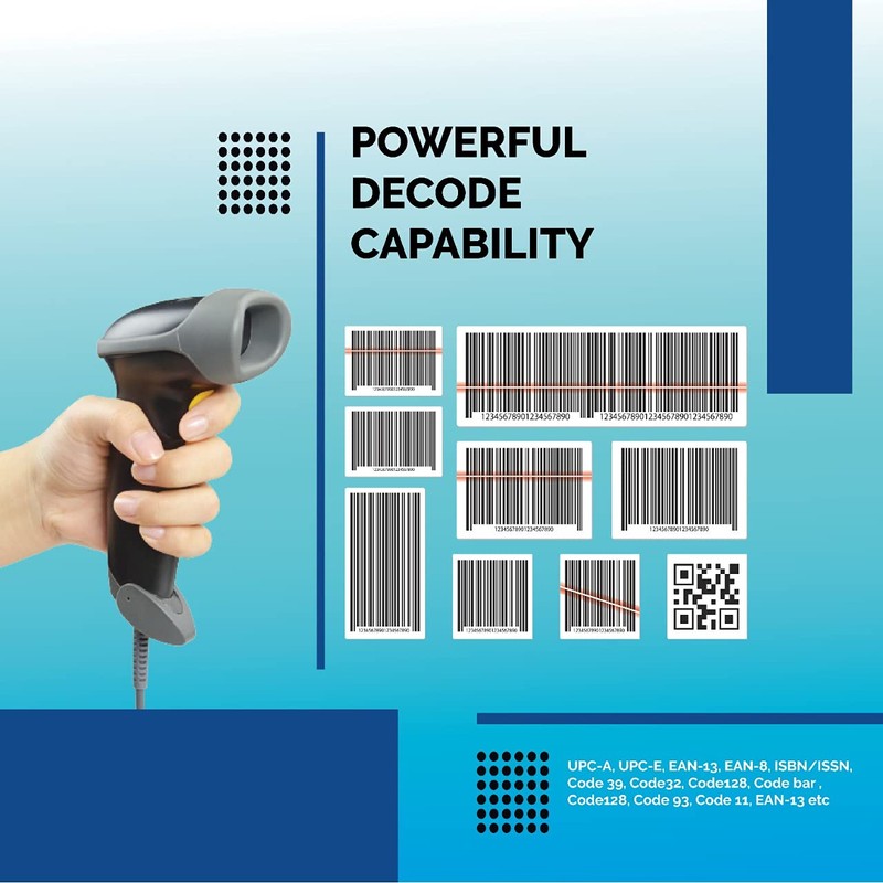 Barcode Scanner 2DQR1D Barcode Reader Wired Barcode Scanner Compatible with