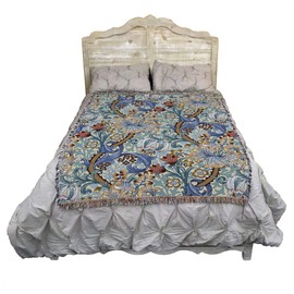 Pure Country Weavers William Morris Golden Lily Blue Blanket - Arts & Crafts - Gift Tapestry Throw Woven from Cotton - Made in The USA (72x54)