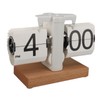 Flip Desk Clock Auto Mechanical Flip 12H AM PM Wood
