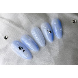 [Dune] Little MermaidHandmade nail tips filled with sea-like marbles - Short Almond / [두네]인어공주님바다느낌 마블 가득 수제네일팁 - 숏아몬드