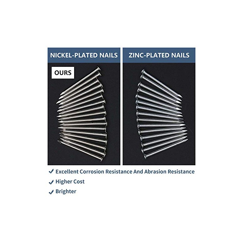1200pcs Hardware Nails, 1/2'' × 18 Ga Nickel Plated Hanging