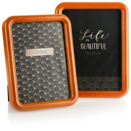 com-four® 2 x Picture Frames in Two Sizes - Stylish Photo Frame - Frame for Snapshots - Wooden Frame for Pictures (Dark Brown)