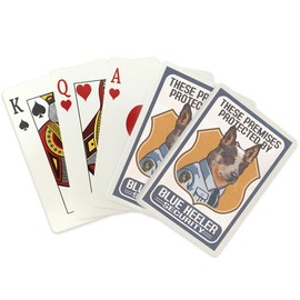Lantern Press Blue Heeler Security, Dog Sign (52 Playing Cards, Poker Size Card Deck with Jokers)