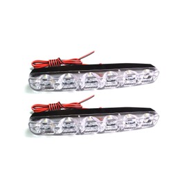 EKSAVE High Power 6W 12V 6000K Xenon Slim COB LED DRL Daytime Running Light Lamp Daylight Lamp For Car SUV Sedan Coupe Vehicle Universal Xenon White, pack of 2