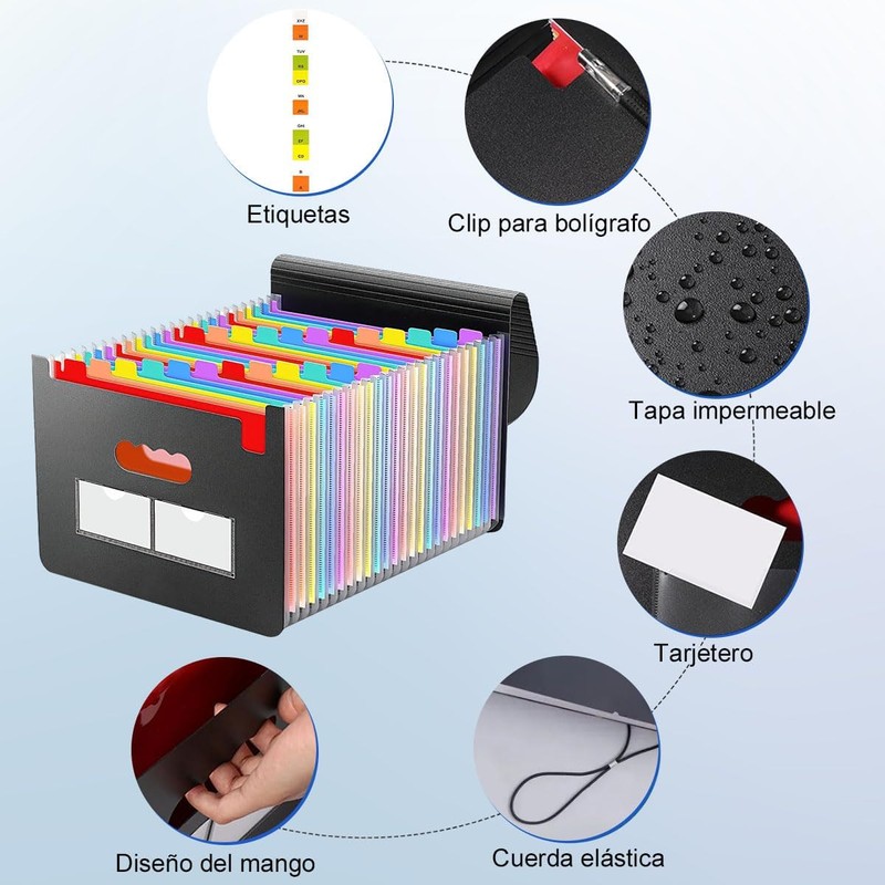 25 Carpeta de Archivos, Organizador de Documento A4 de Escritorio